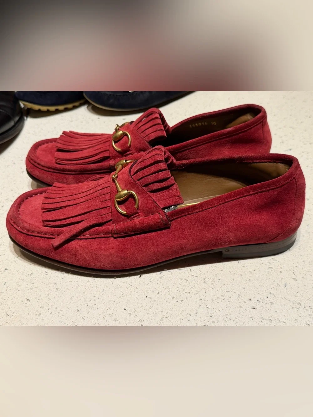 Gucci Red Horsebit 1953 Suede loafers
